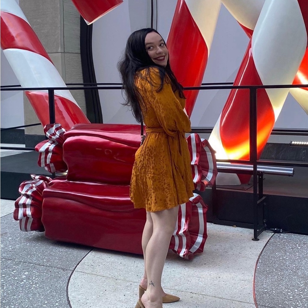 Anthropologie Gold Leopard Print Dress